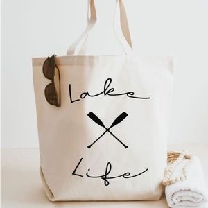 NWT-Large Canvas Tote Bag - Lake Life